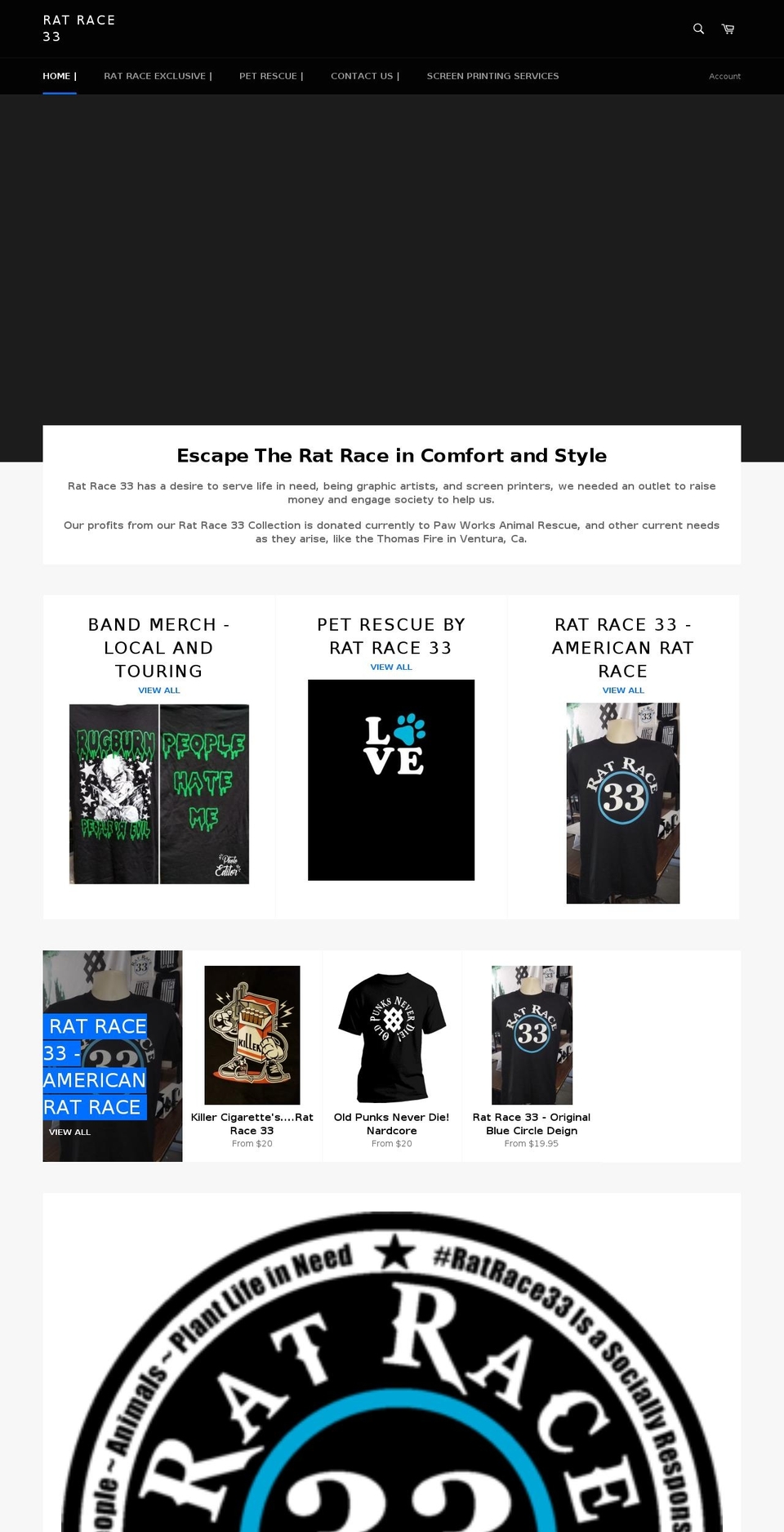 ratrace33.com — Shopify storefront screenshot