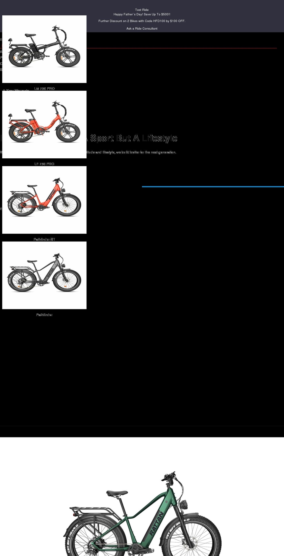 rattanebike.com shopify website screenshot