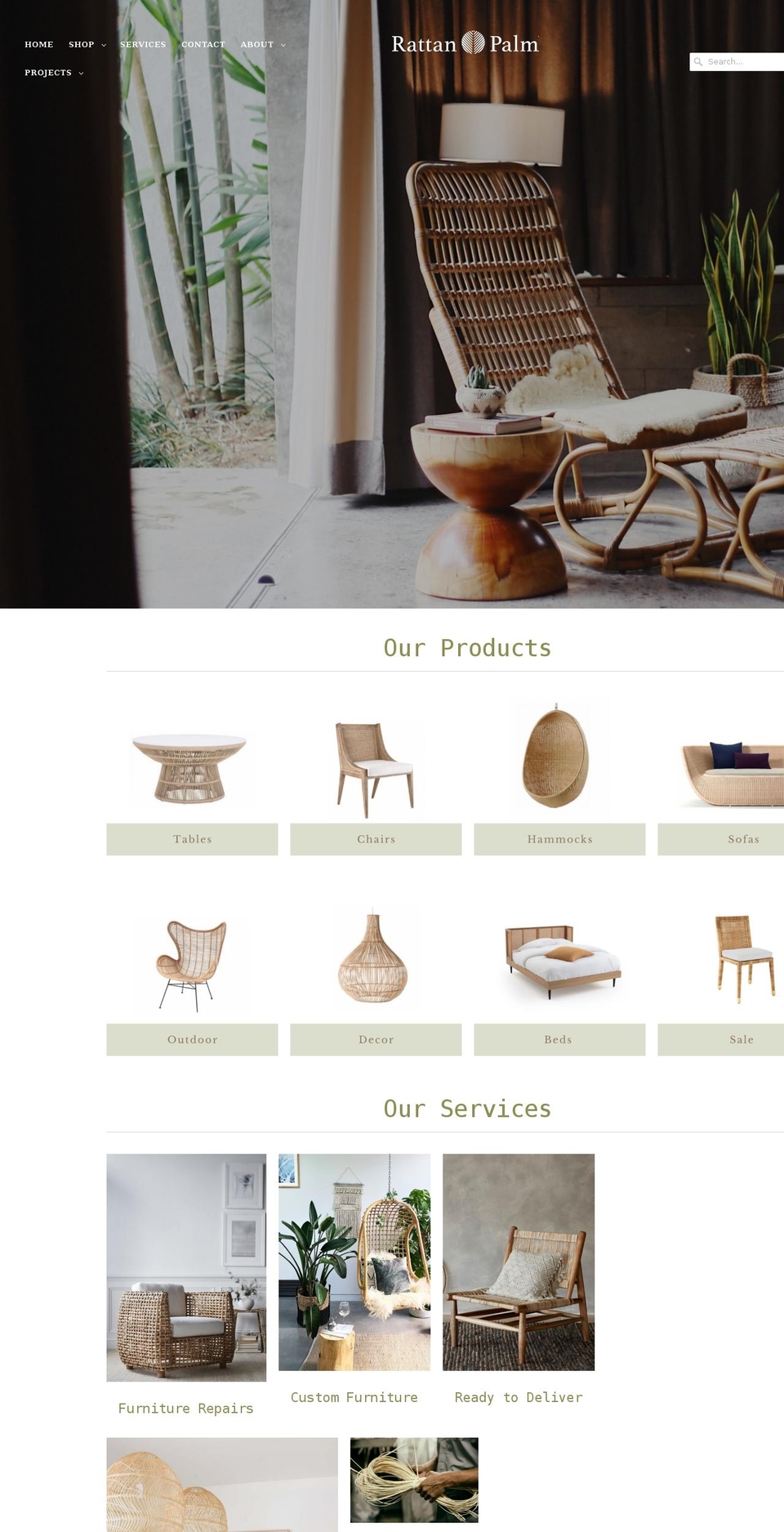 rattanpalm.com shopify website screenshot