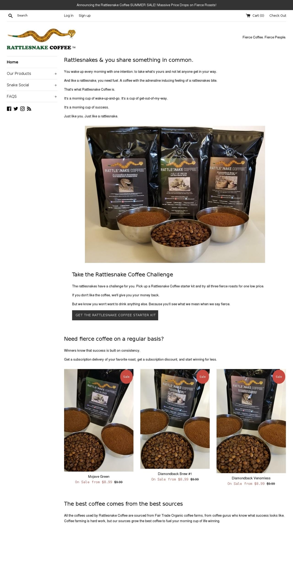 rattlesnakecoffee.com — Shopify storefront screenshot