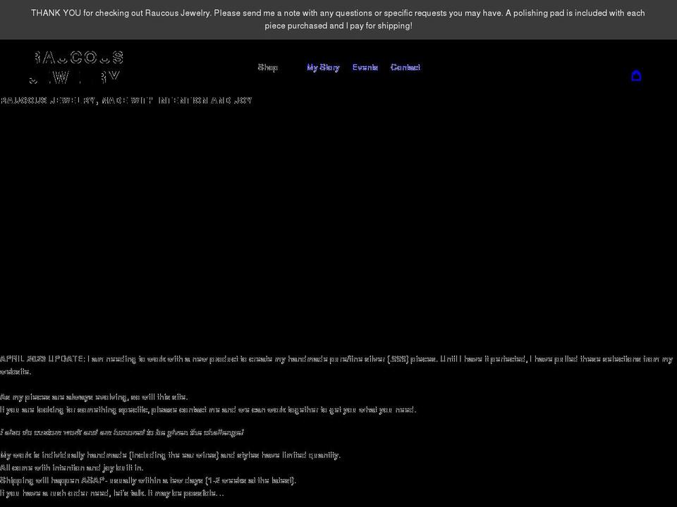 raucousjewelry.com shopify website screenshot