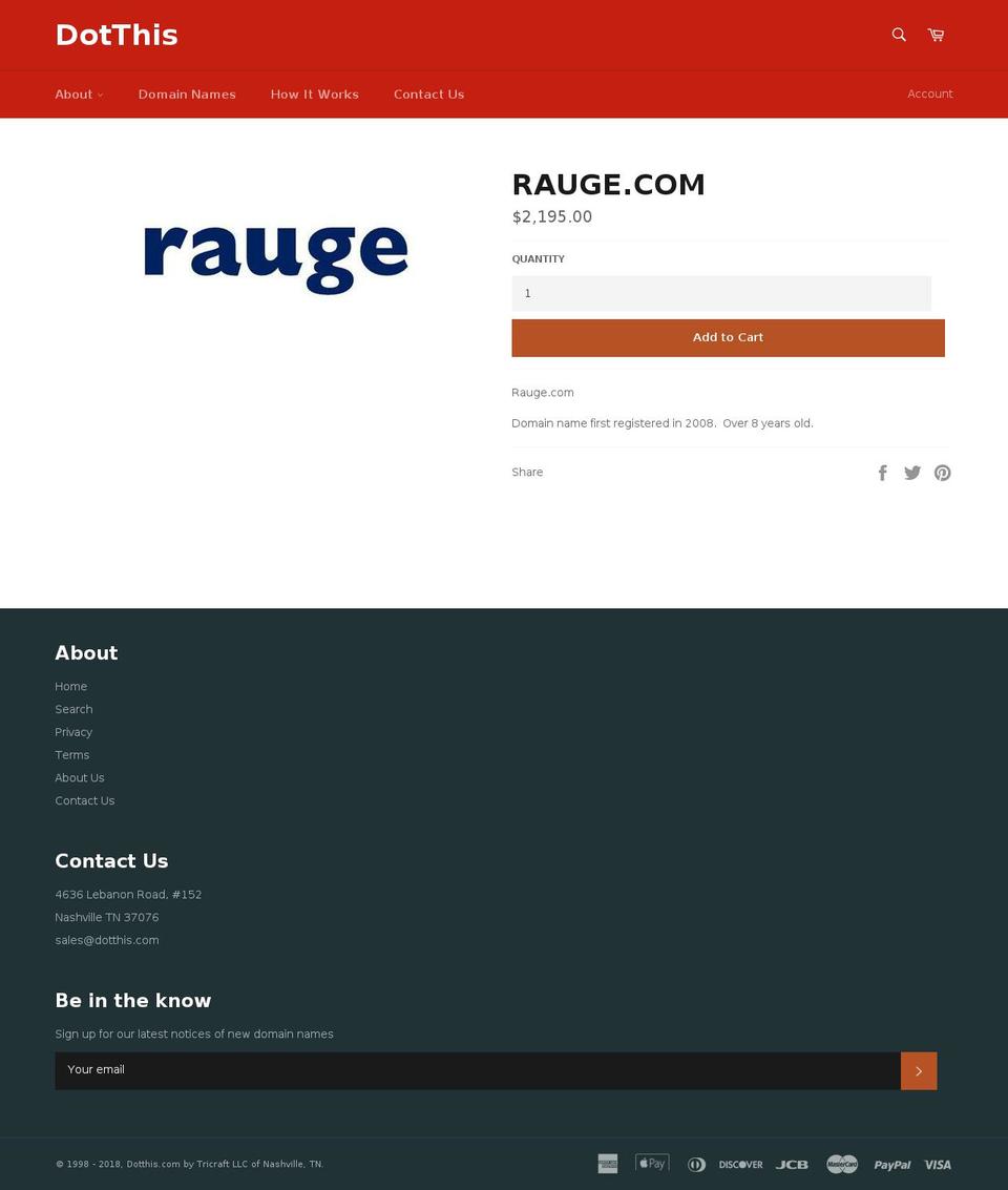 rauge.com — Shopify storefront screenshot