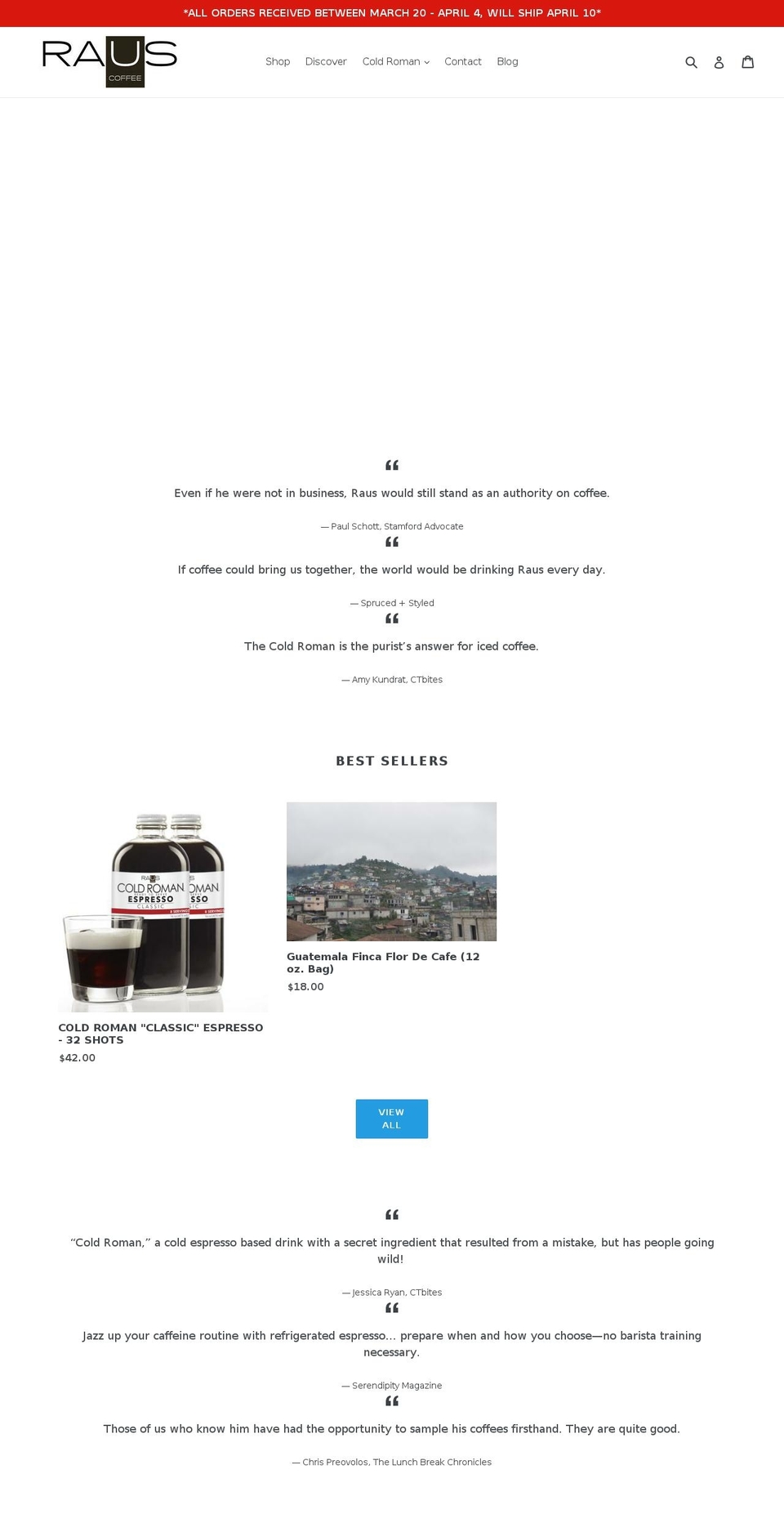rauscoffee.com shopify website screenshot