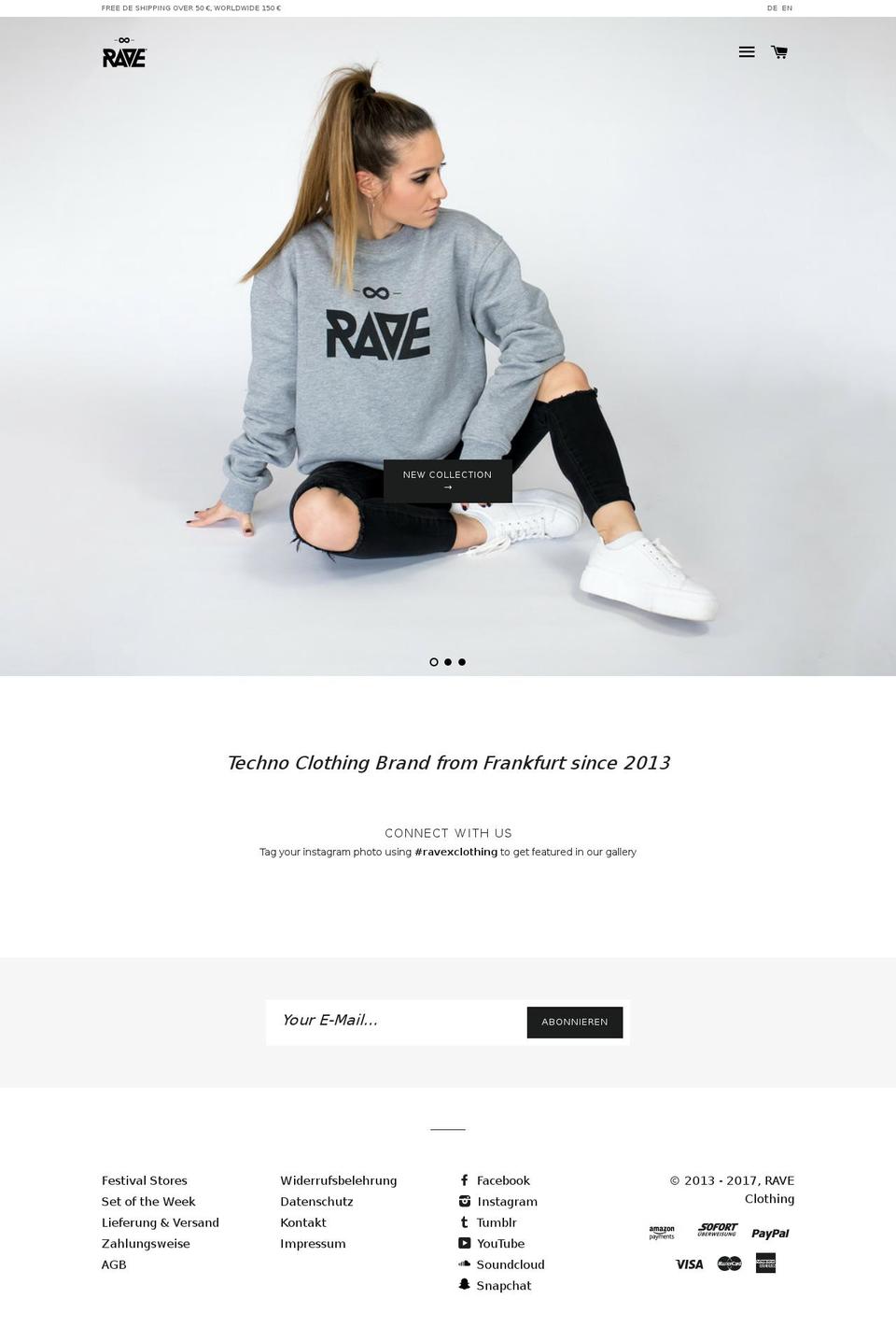 rave-clothing.com shopify website screenshot
