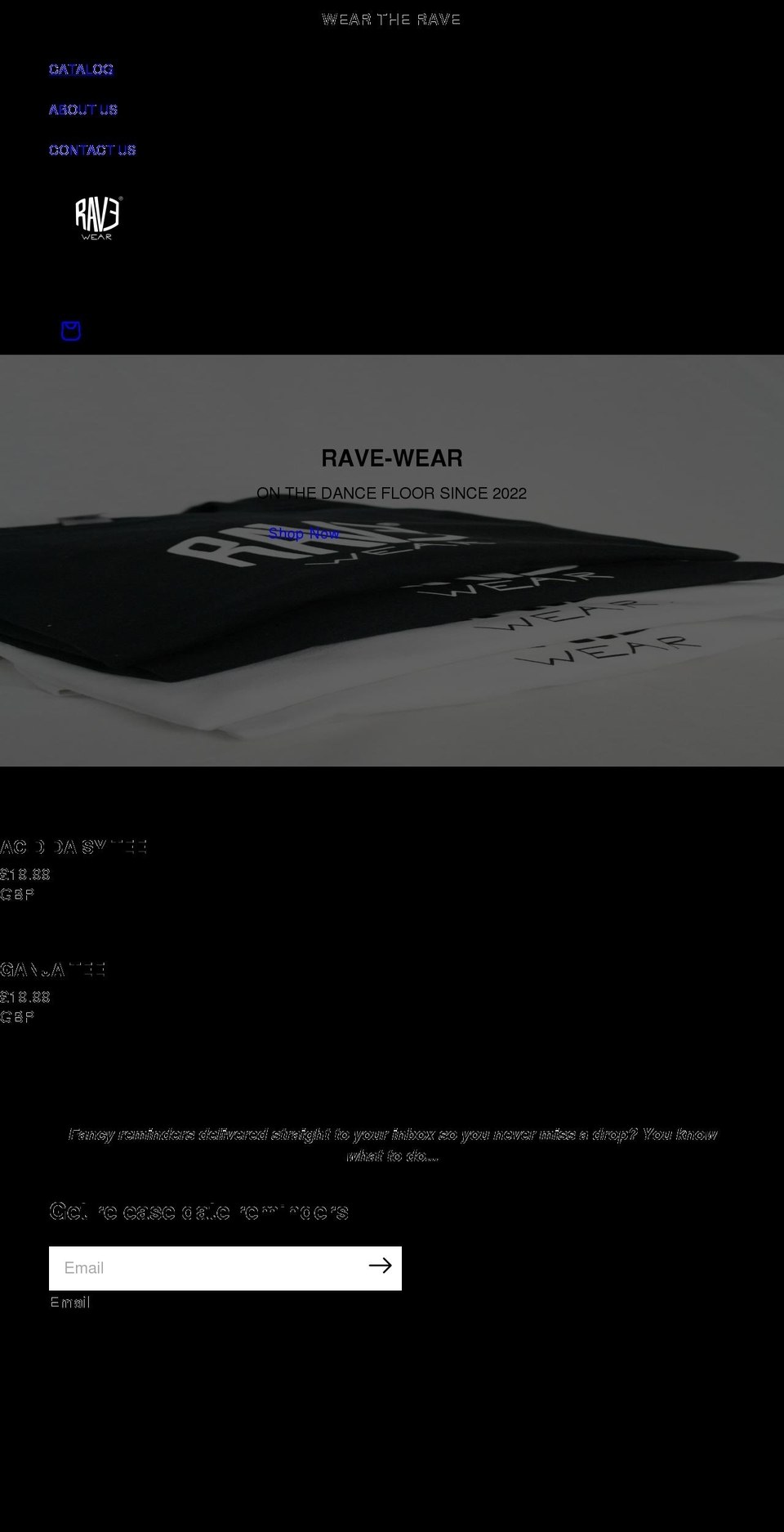 rave-wear.co.uk shopify website screenshot