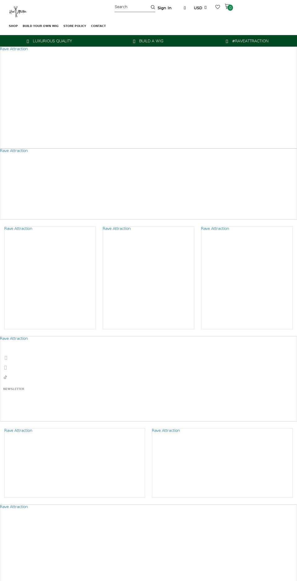 raveattraction.com shopify website screenshot