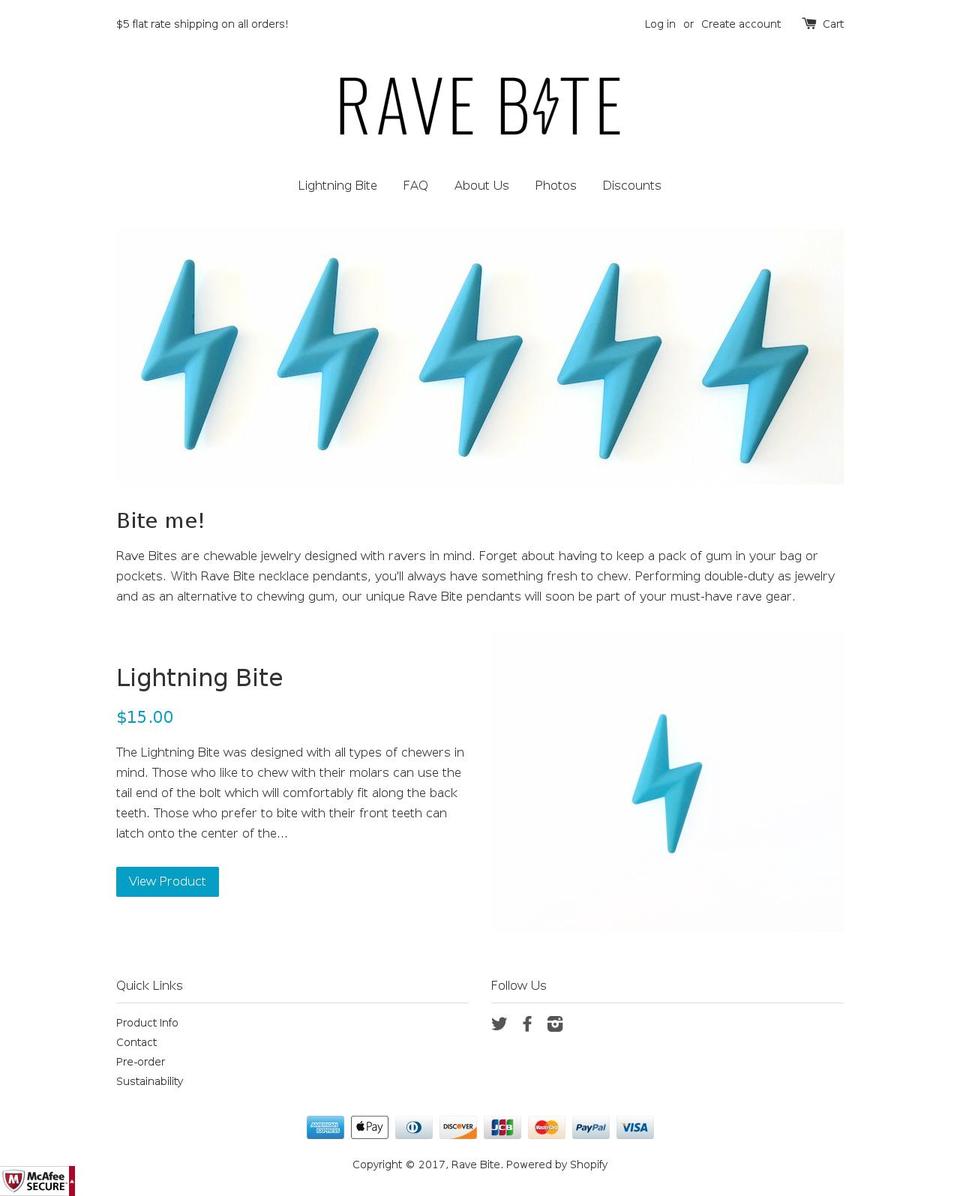 ravebite.com shopify website screenshot