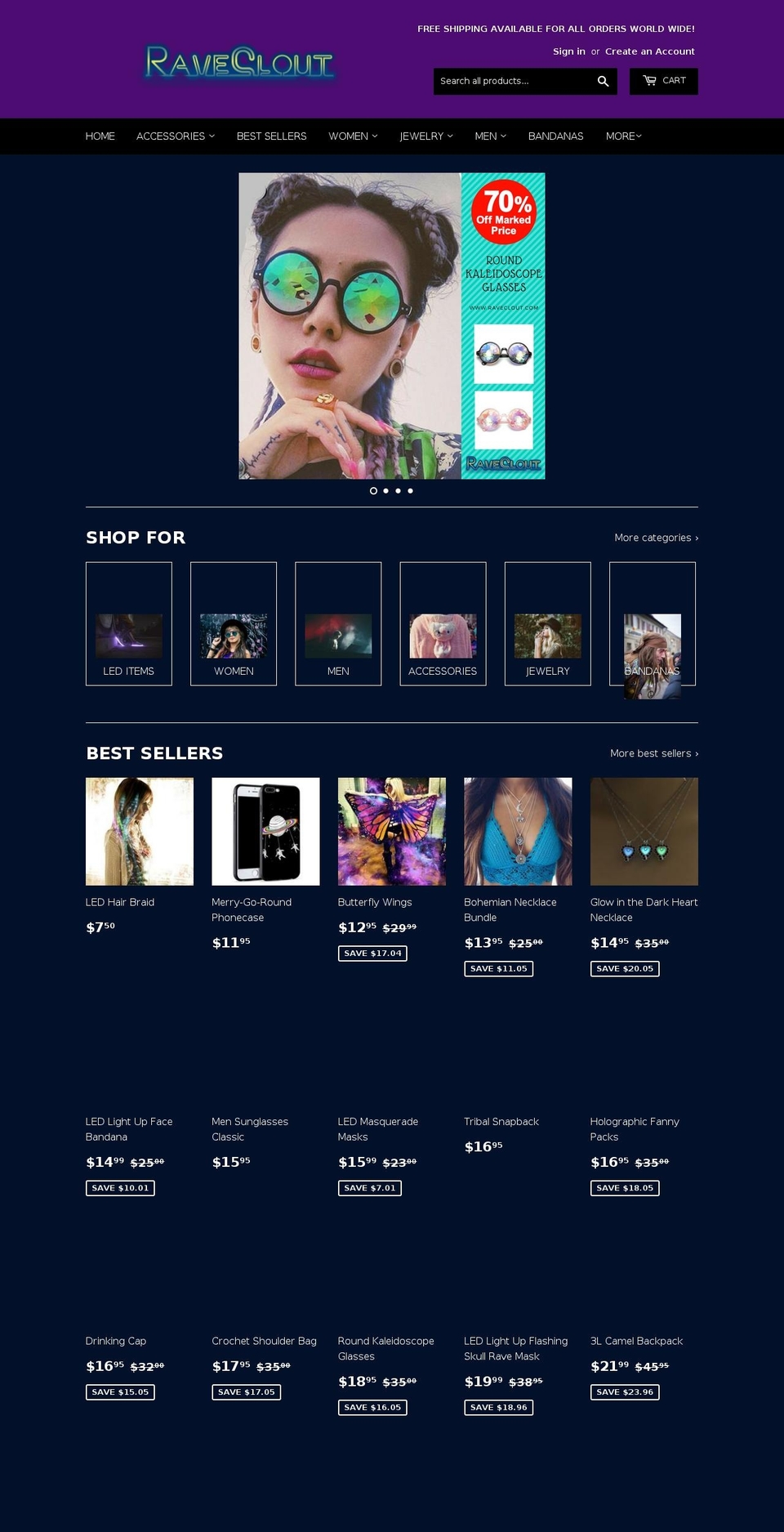 raveclout.com — Shopify storefront screenshot