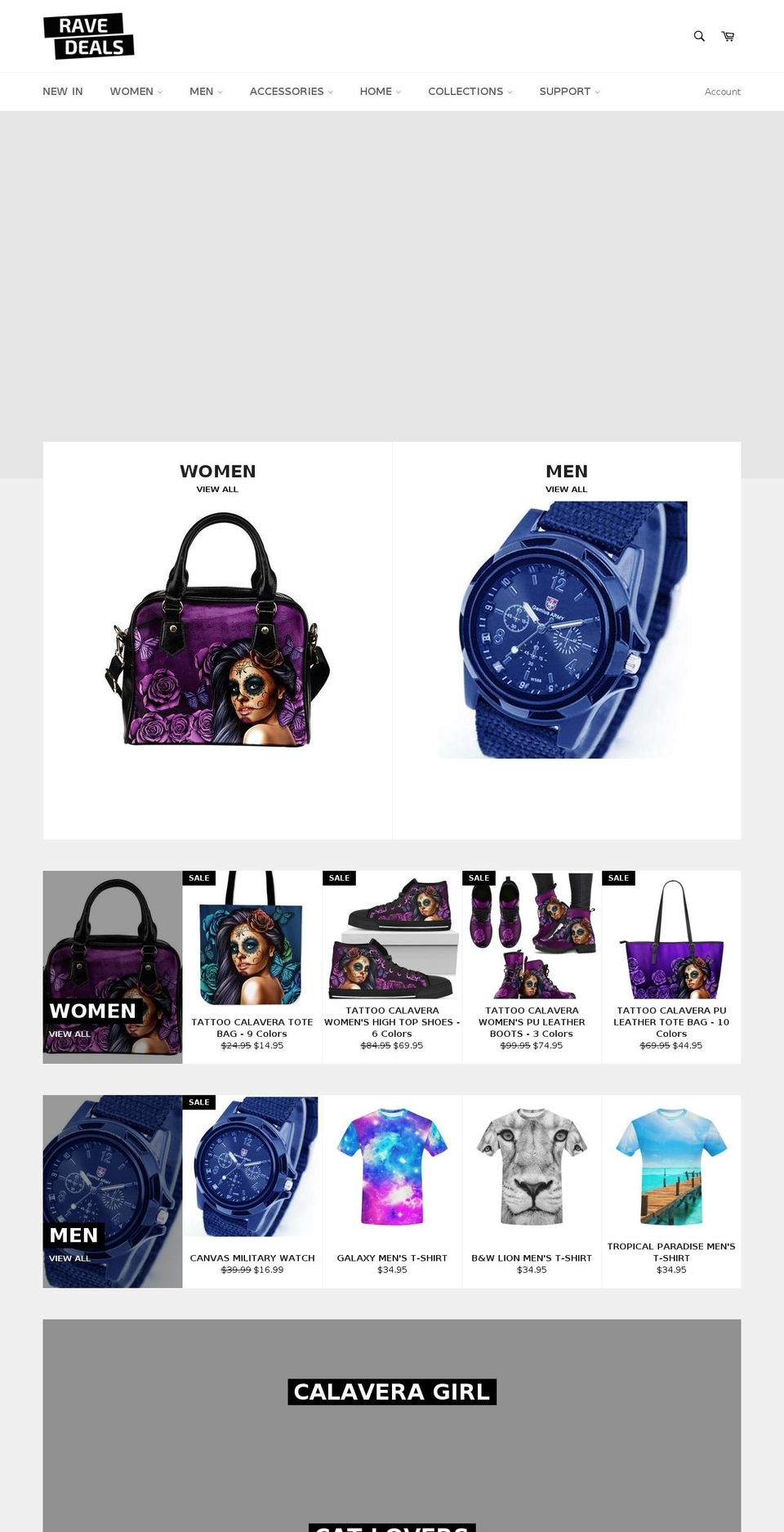 ravedeals.net shopify website screenshot