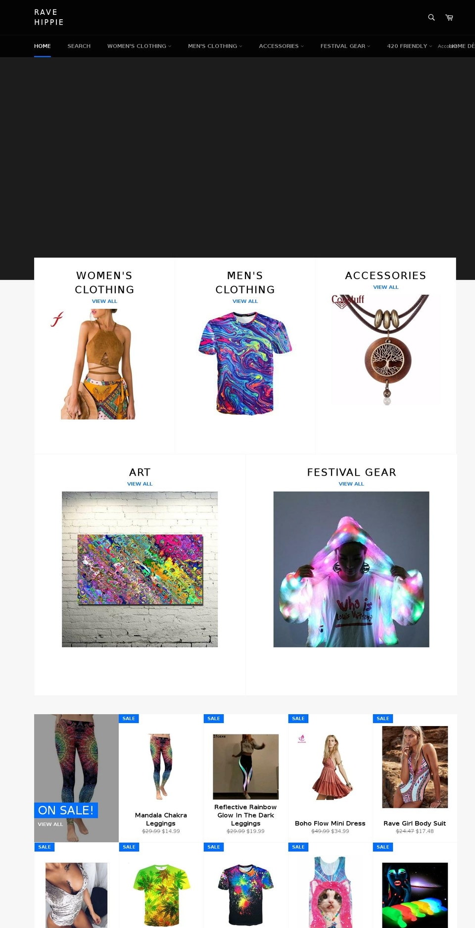 ravehippie.com — Shopify storefront screenshot
