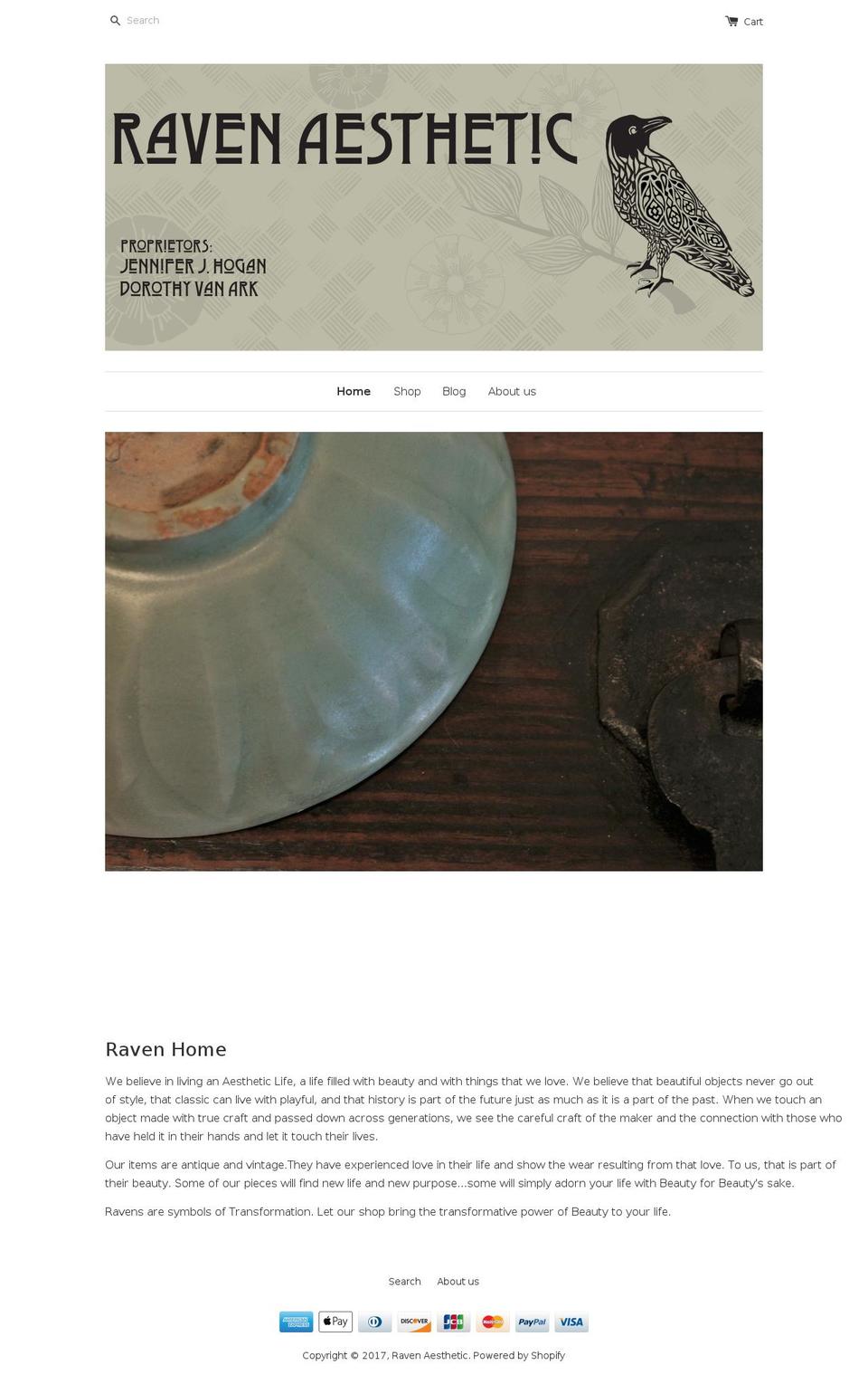 ravenaesthetic.com shopify website screenshot