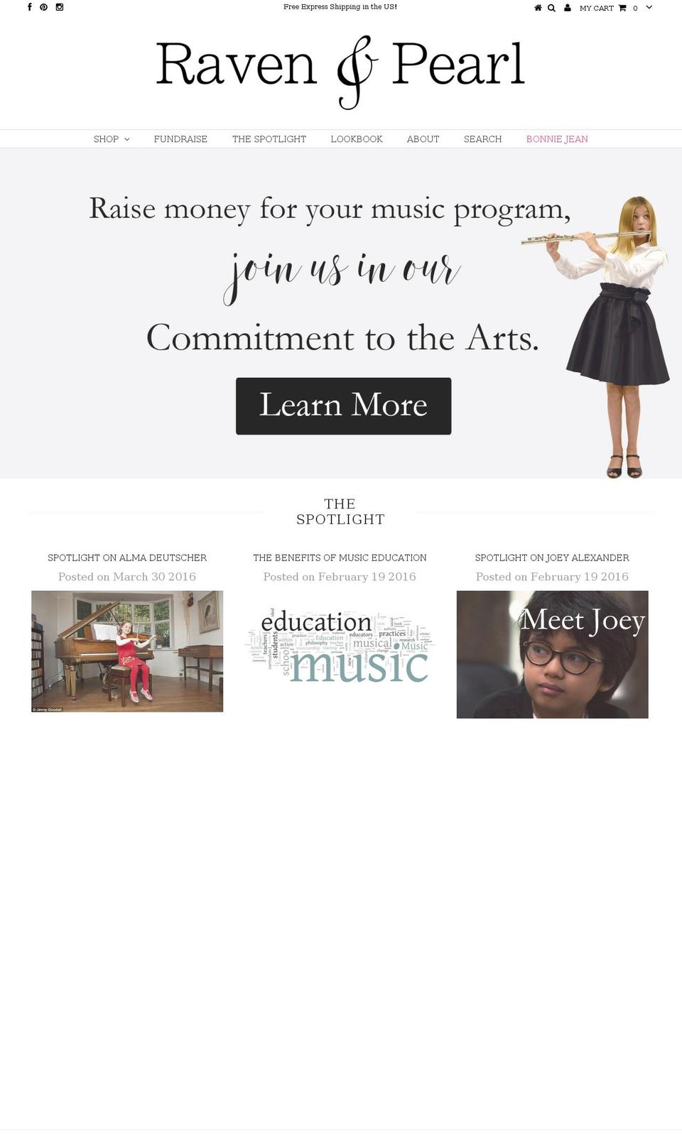 ravenandpearl.com shopify website screenshot