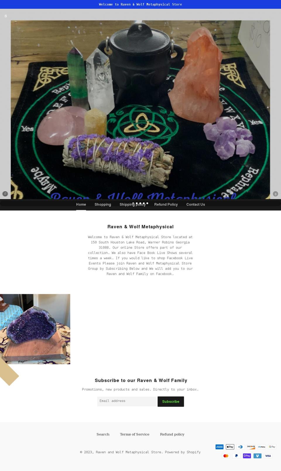 ravenandwolfstore.com shopify website screenshot