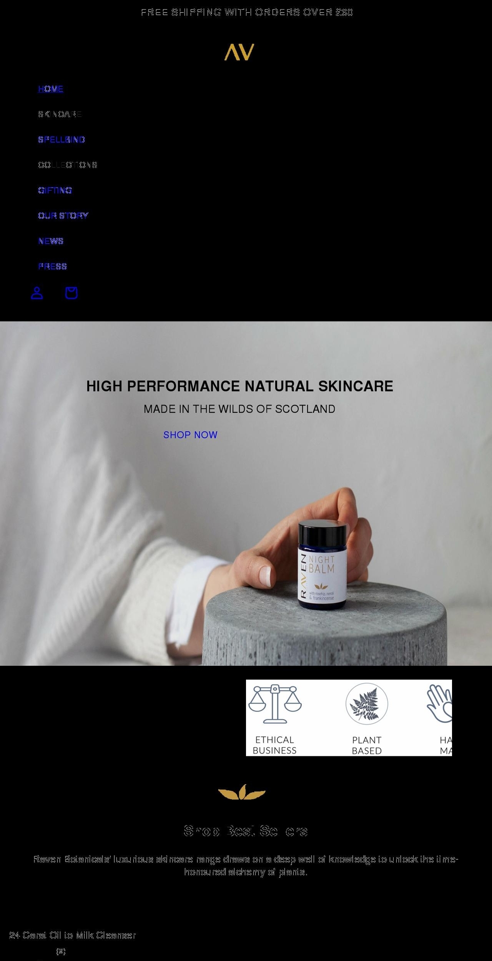 ravenbotanicals.co.uk shopify website screenshot