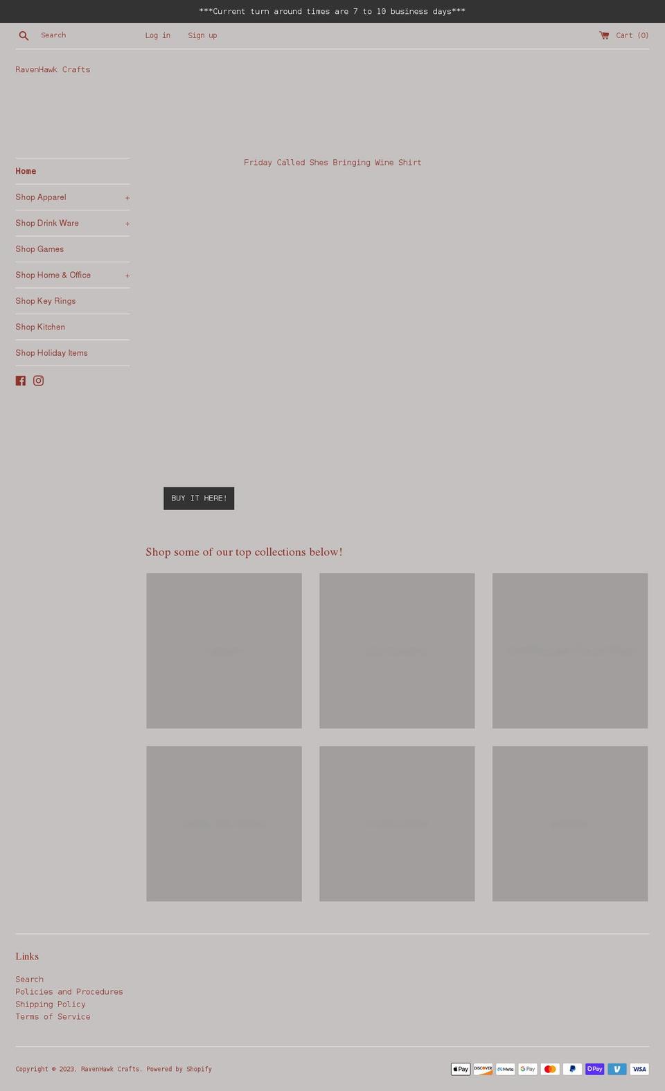 ravenhawkcrafts.com shopify website screenshot