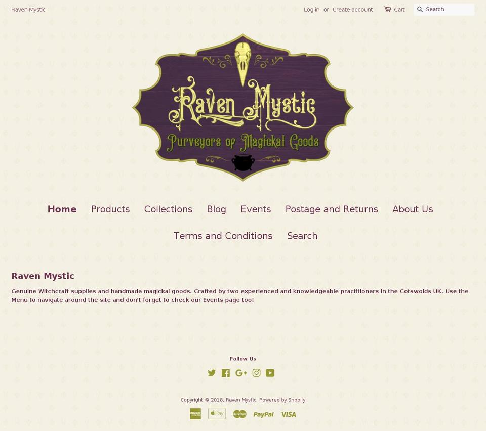 ravenmysticshop.com — Shopify storefront screenshot