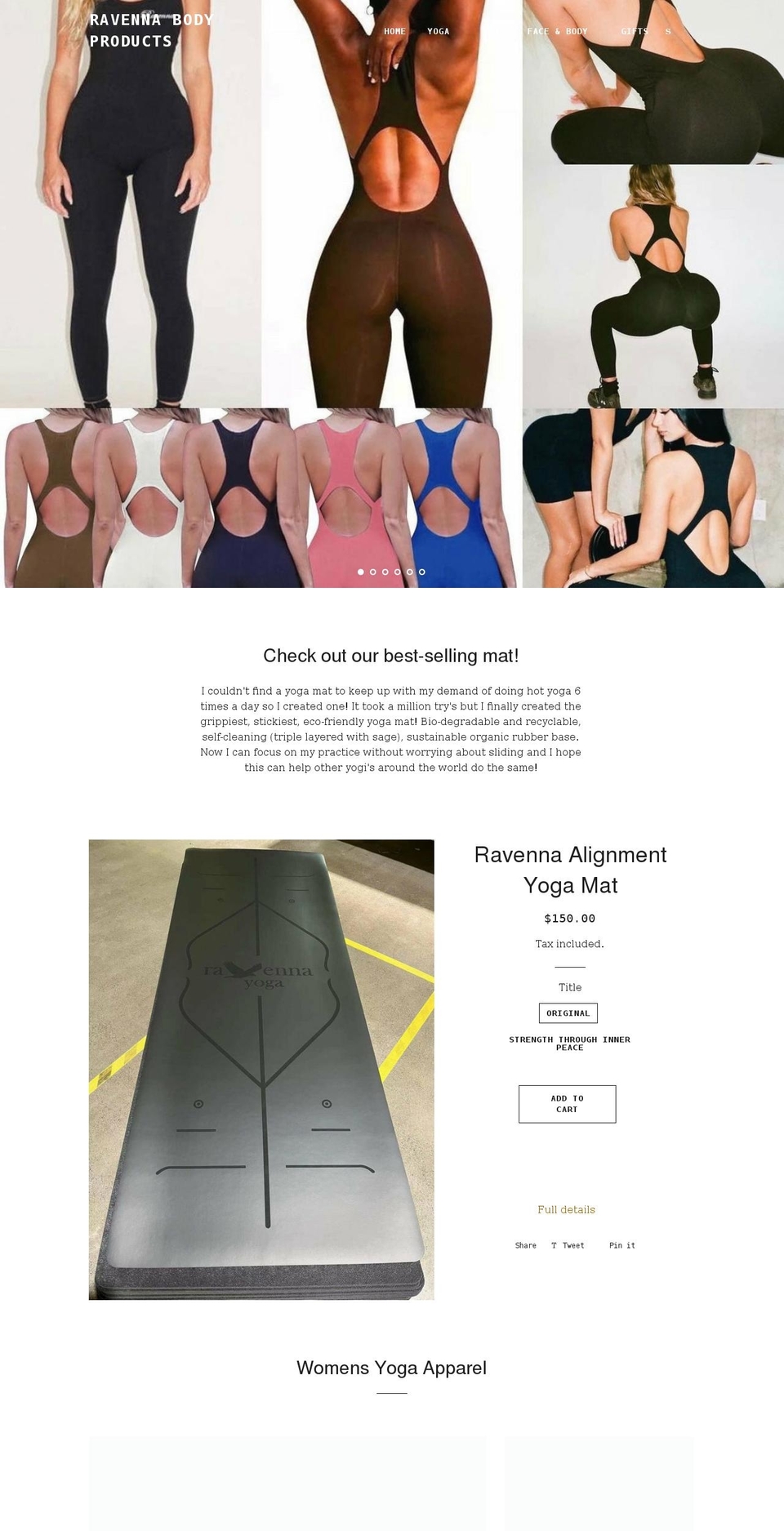 ravennabodyproducts.com shopify website screenshot