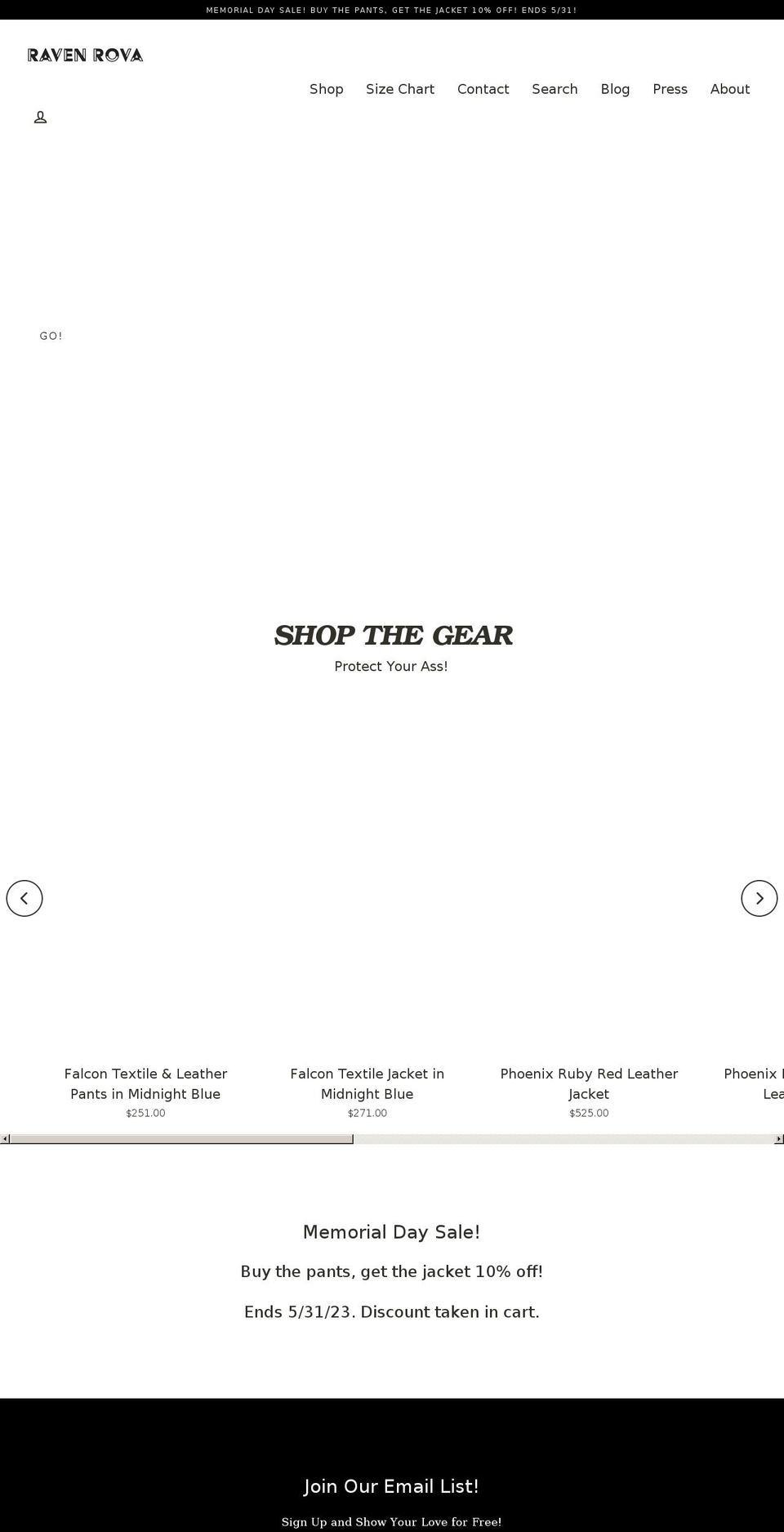 ravenrova.com — Shopify storefront screenshot