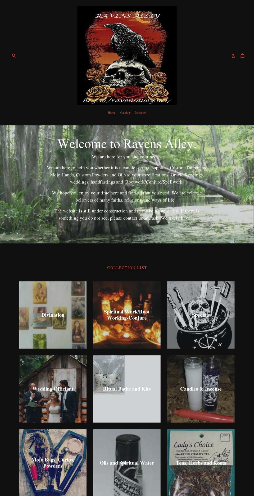 ravensalley.net shopify website screenshot