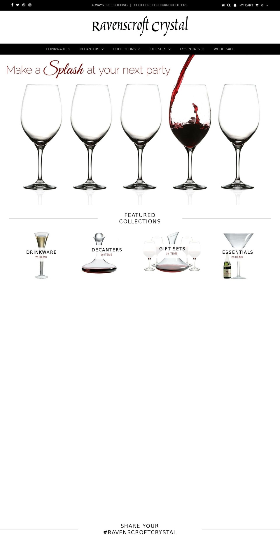 ravenscroftcrystal.com shopify website screenshot