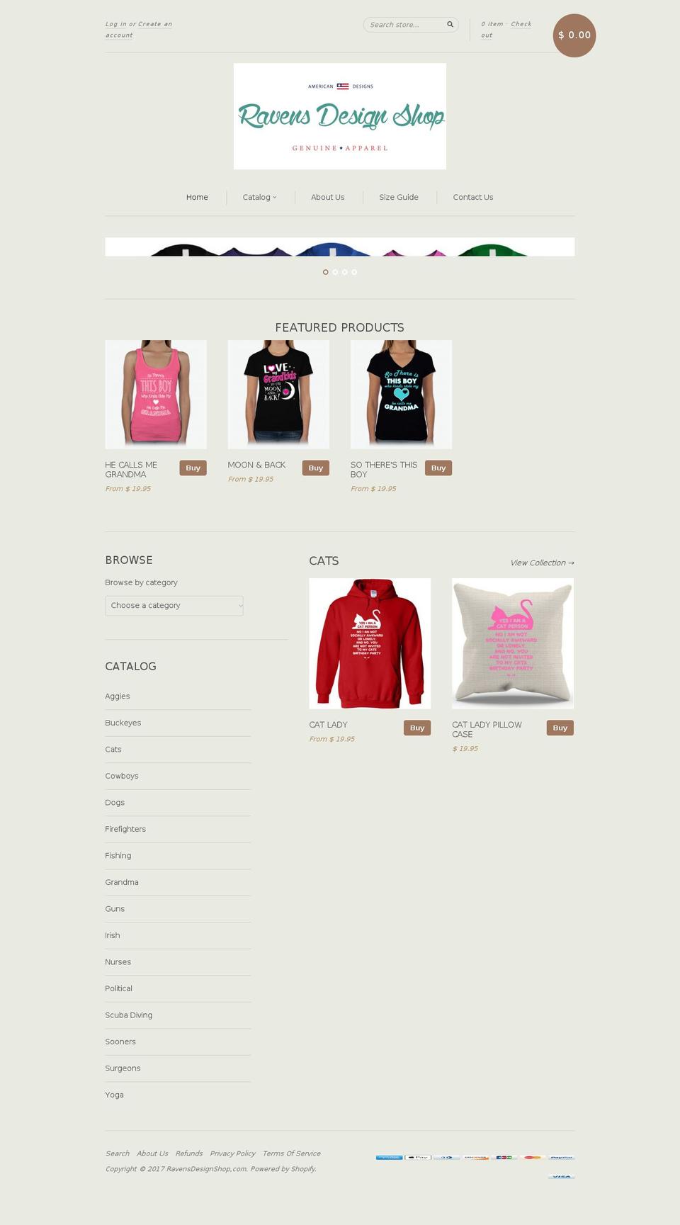 ravensdesignshop.com shopify website screenshot