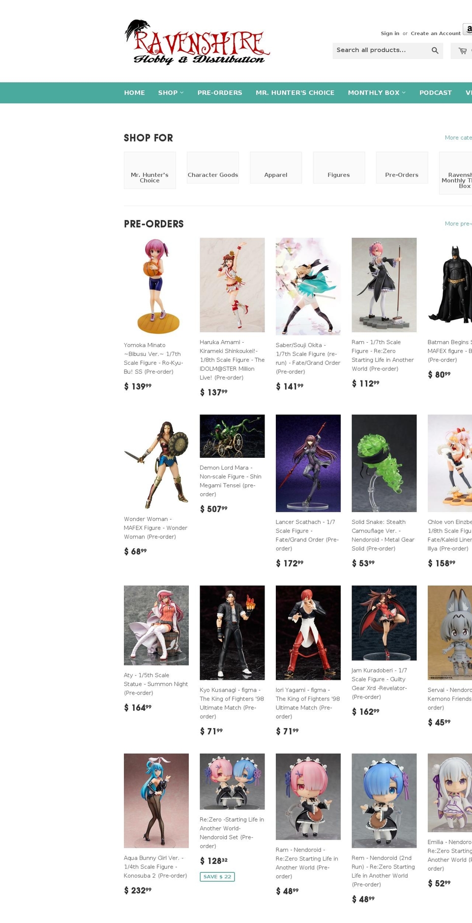 ravenshirehobby.com shopify website screenshot