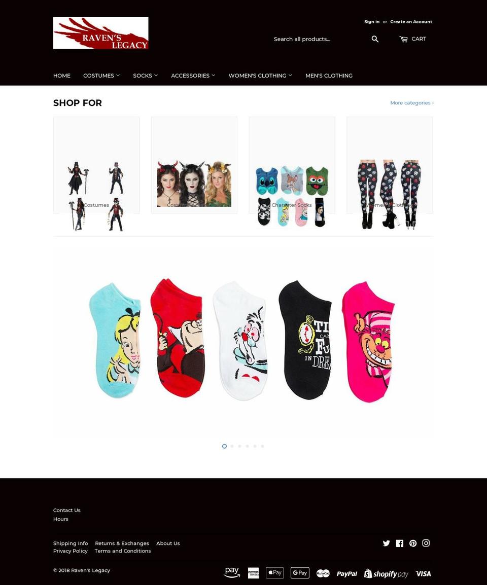 ravenslegacy.com — Shopify storefront screenshot