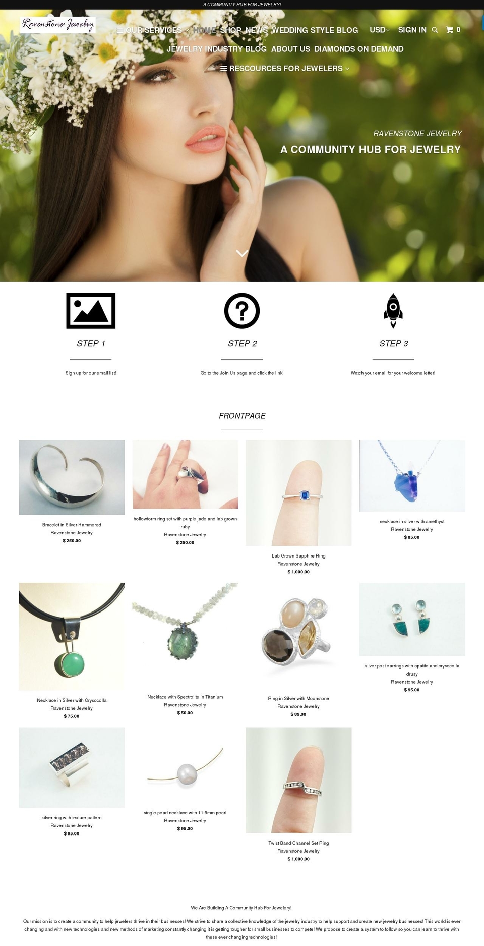 ravenstonejewellry.com shopify website screenshot