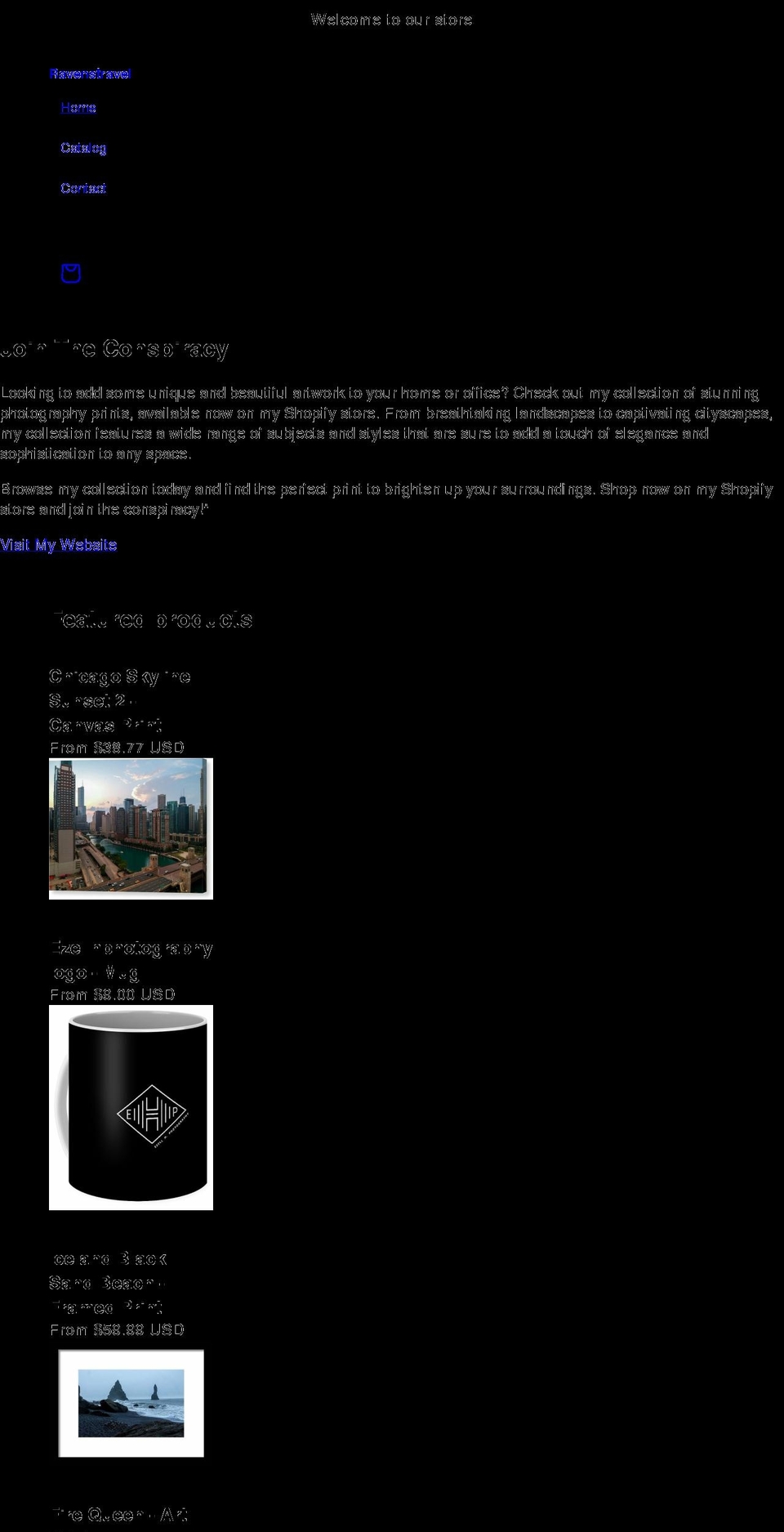 ravenstravel.com shopify website screenshot