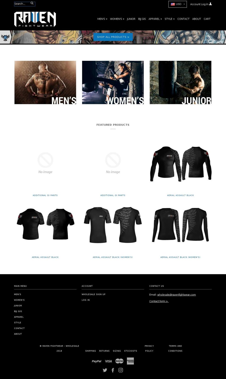 Raven Fightwear-BBC-Jul17 Shopify theme site example ravenwholesale.com