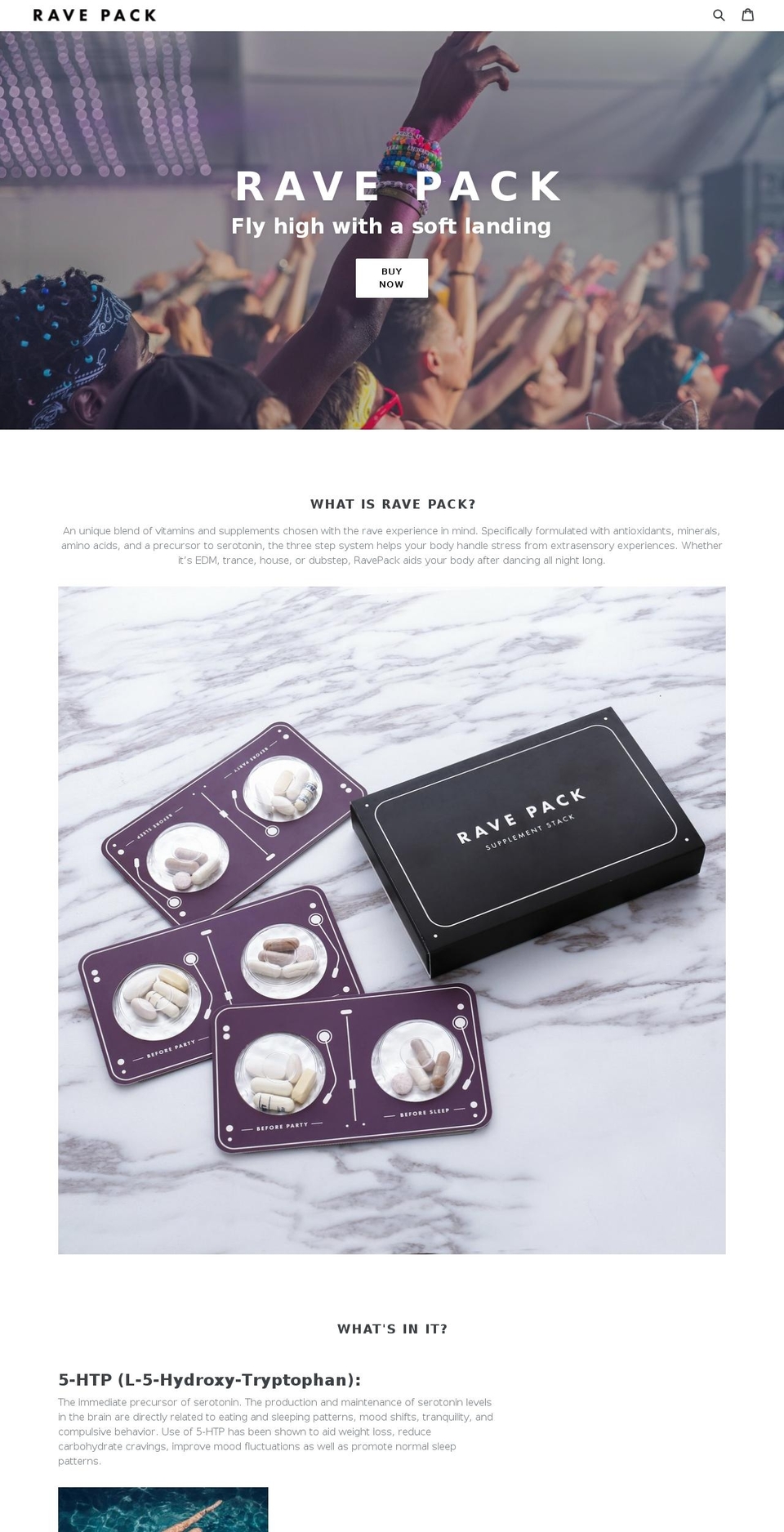 ravepackage.com — Shopify storefront screenshot