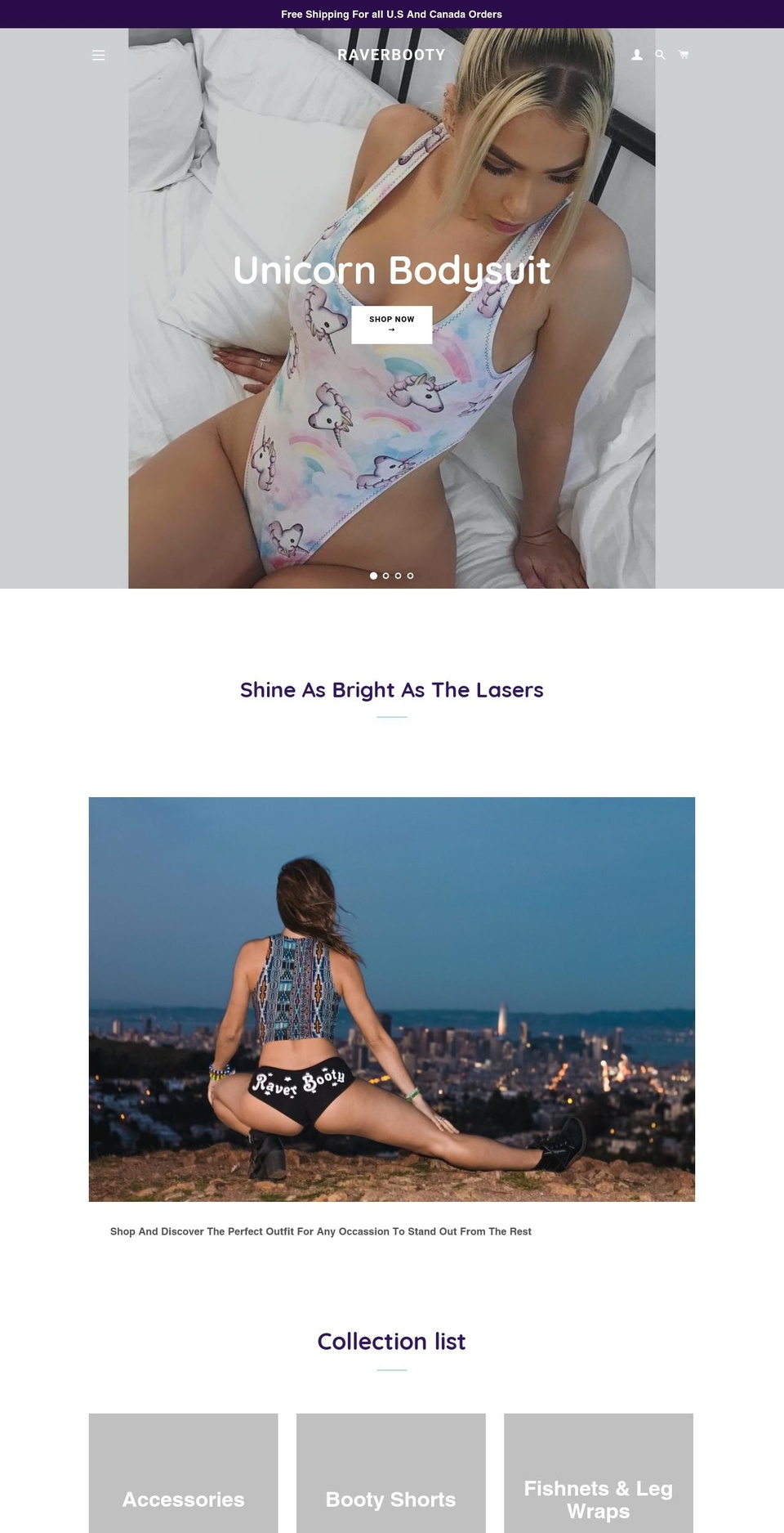 raverbooty.com — Shopify storefront screenshot