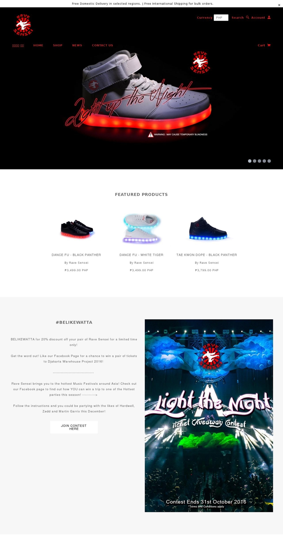 ravesensei.com shopify website screenshot