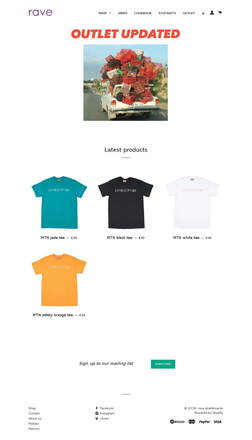 raveskateboards.com shopify website screenshot