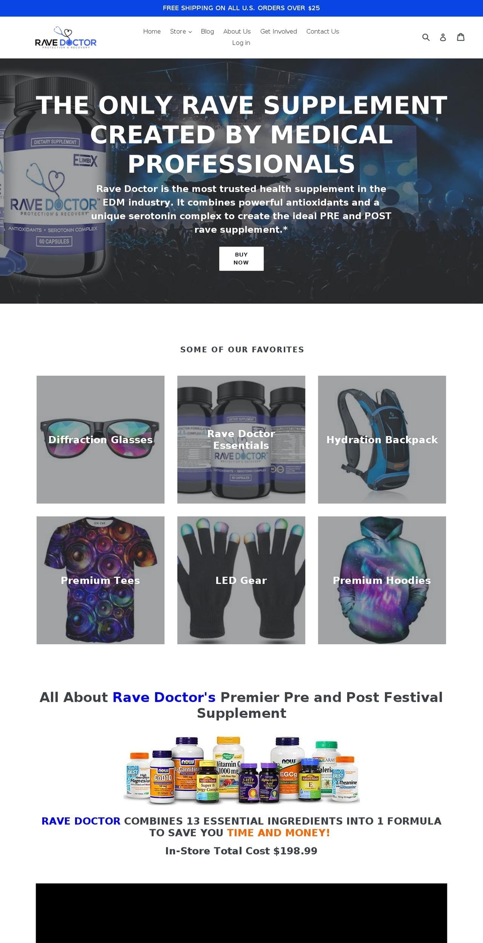 ravesupplements.com shopify website screenshot
