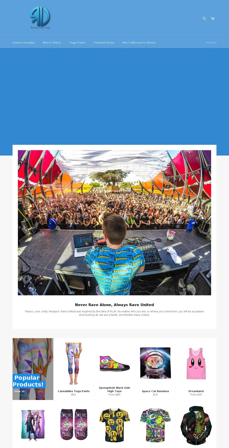 raveunited.com — Shopify storefront screenshot