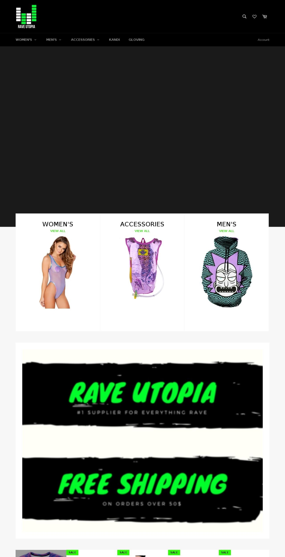 raveutopia.com shopify website screenshot