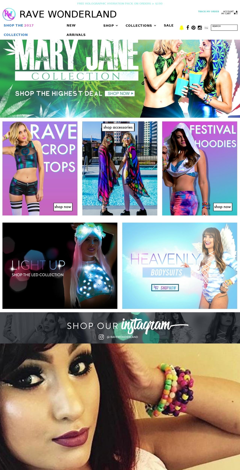 Master Theme Shopify theme site example ravewonderland.com