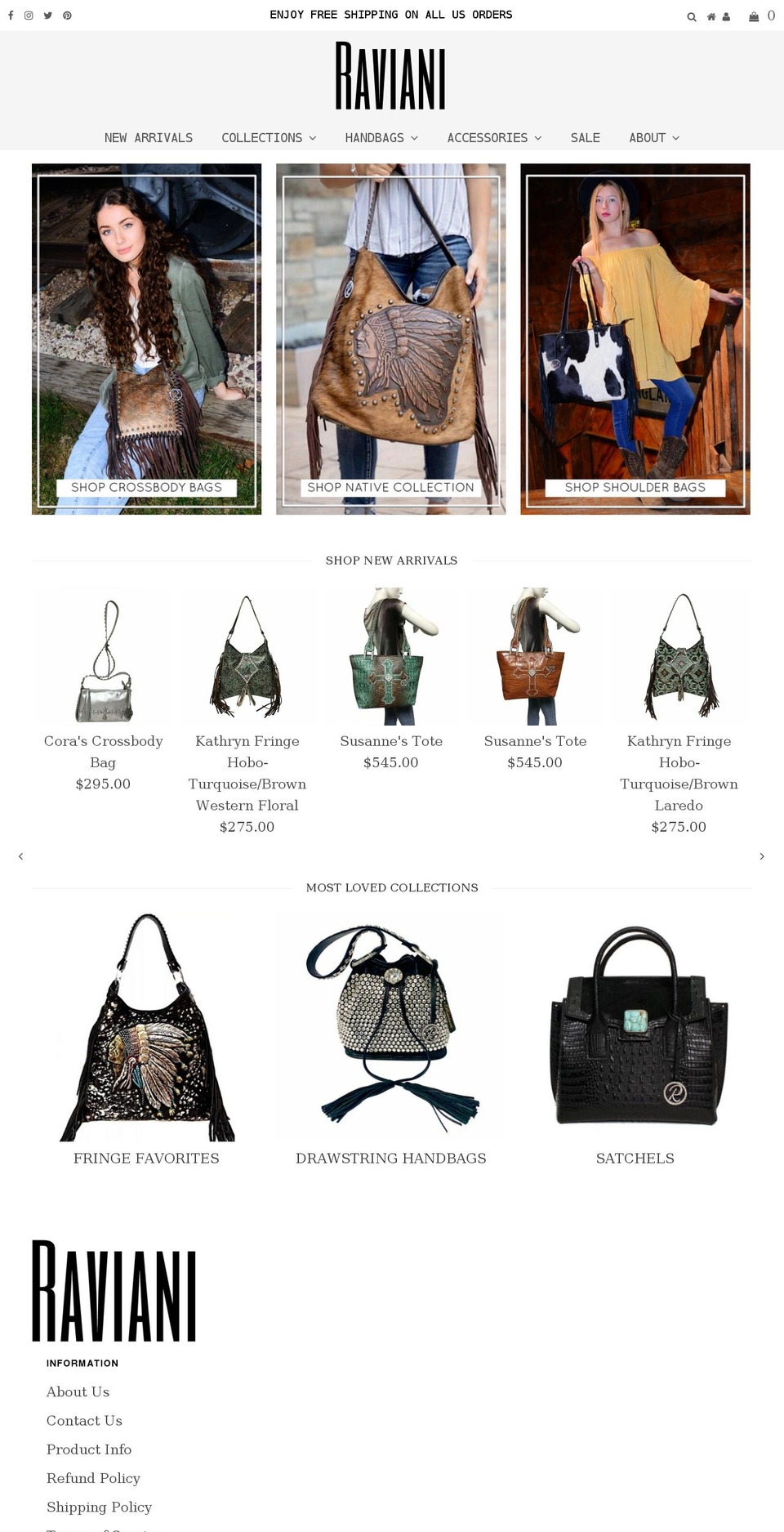 raviani.com shopify website screenshot