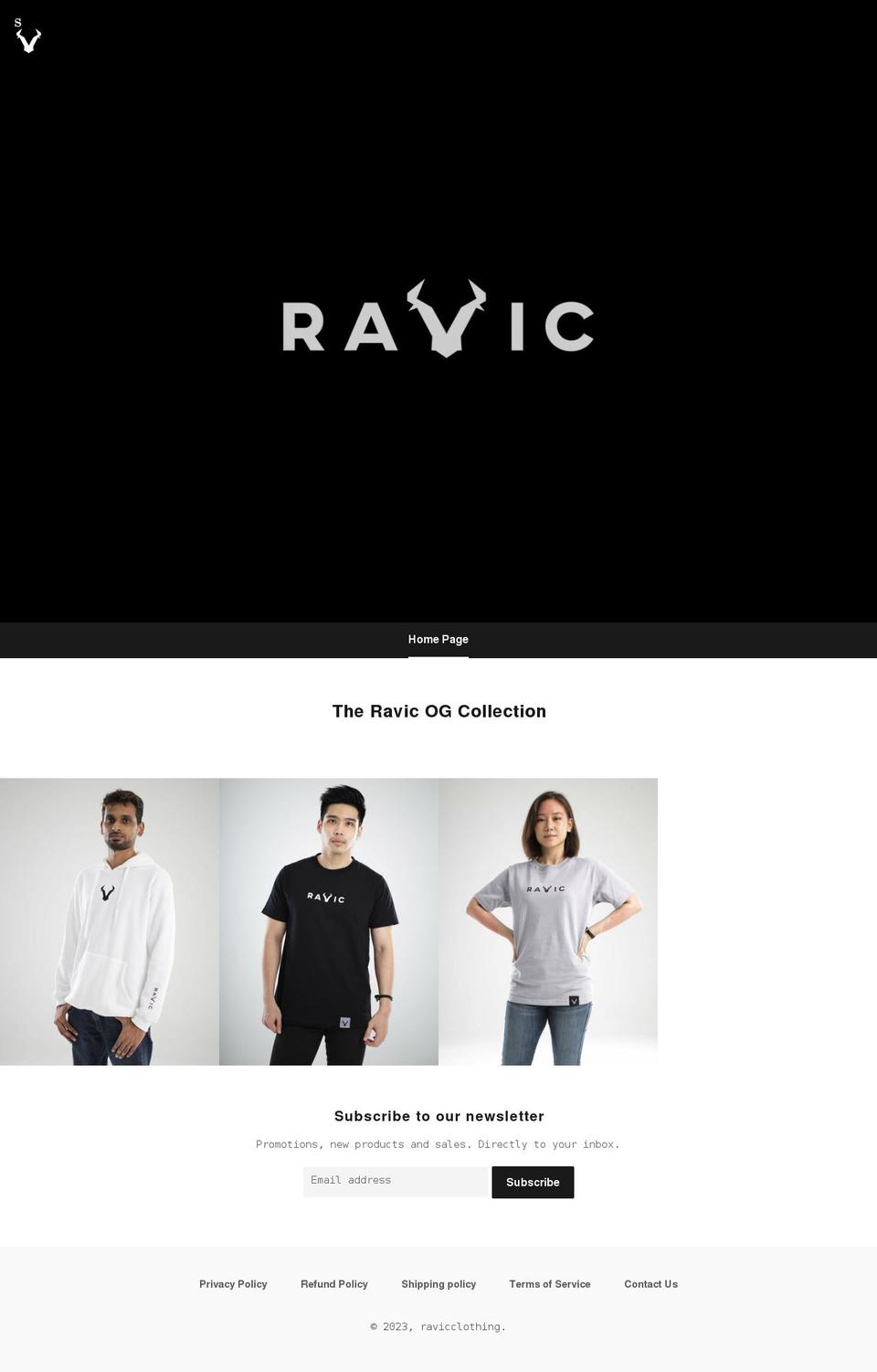 ravicclothing.com shopify website screenshot