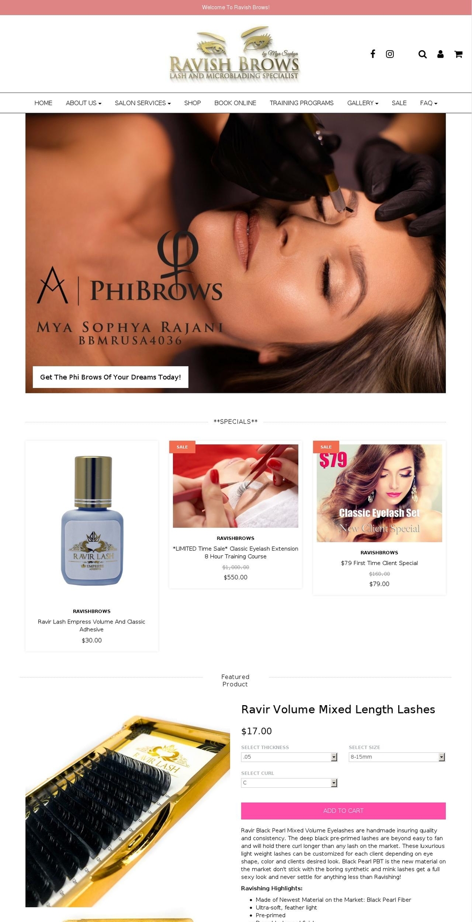 ravishbrows.com shopify website screenshot