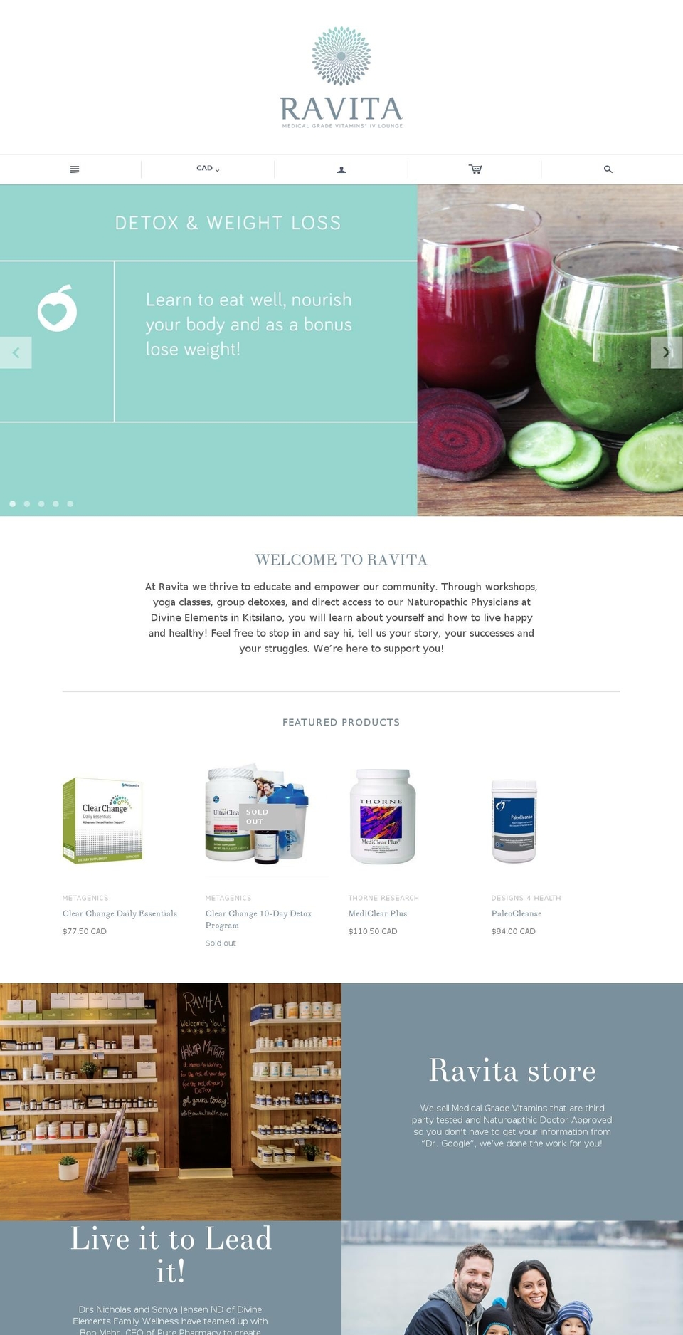 ravitahealth.com shopify website screenshot