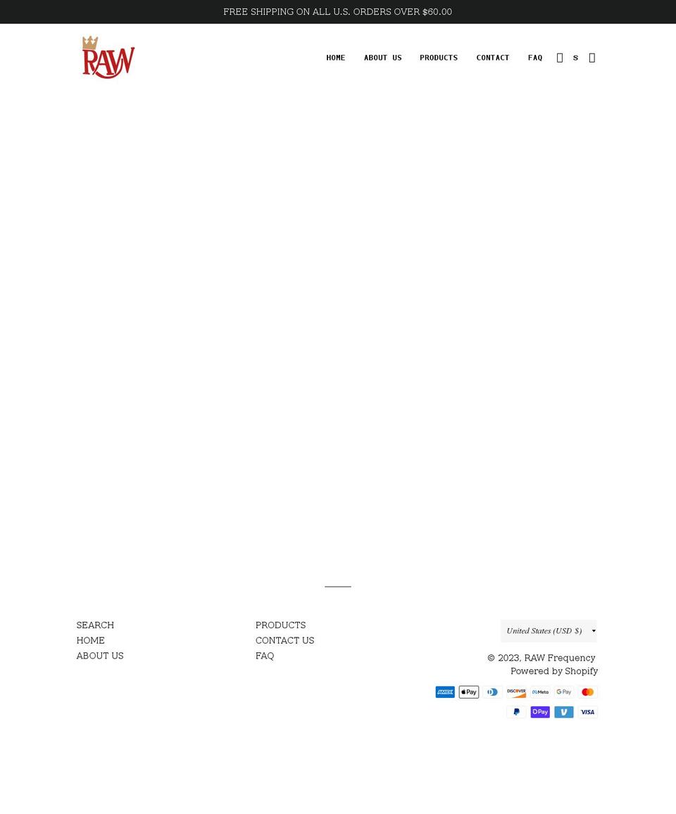 raw-frequency.com shopify website screenshot