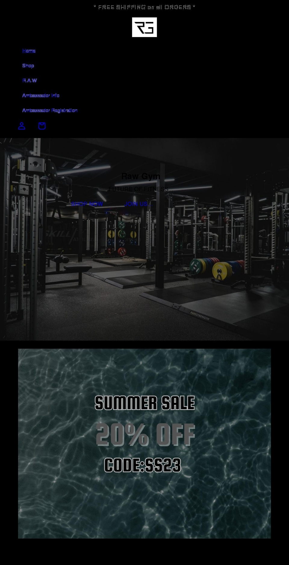 raw-gym.com shopify website screenshot