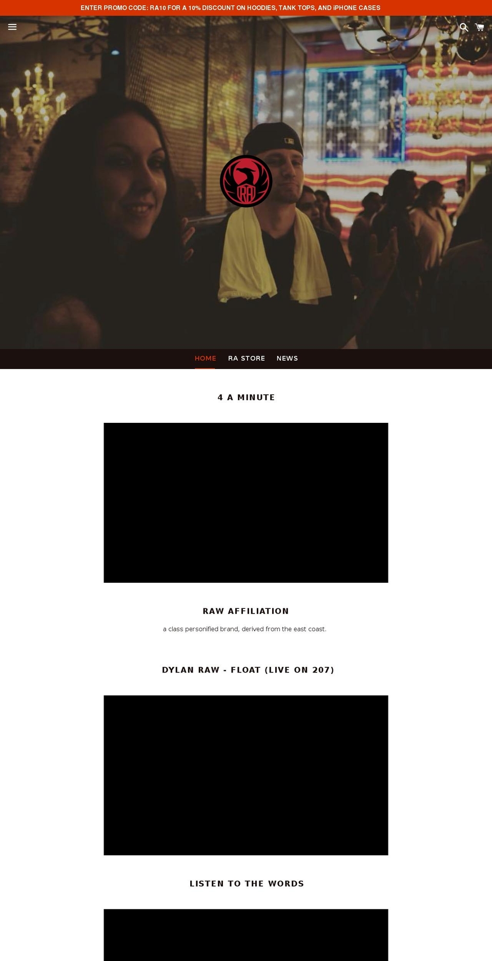 rawaffiliation.com — Shopify storefront screenshot