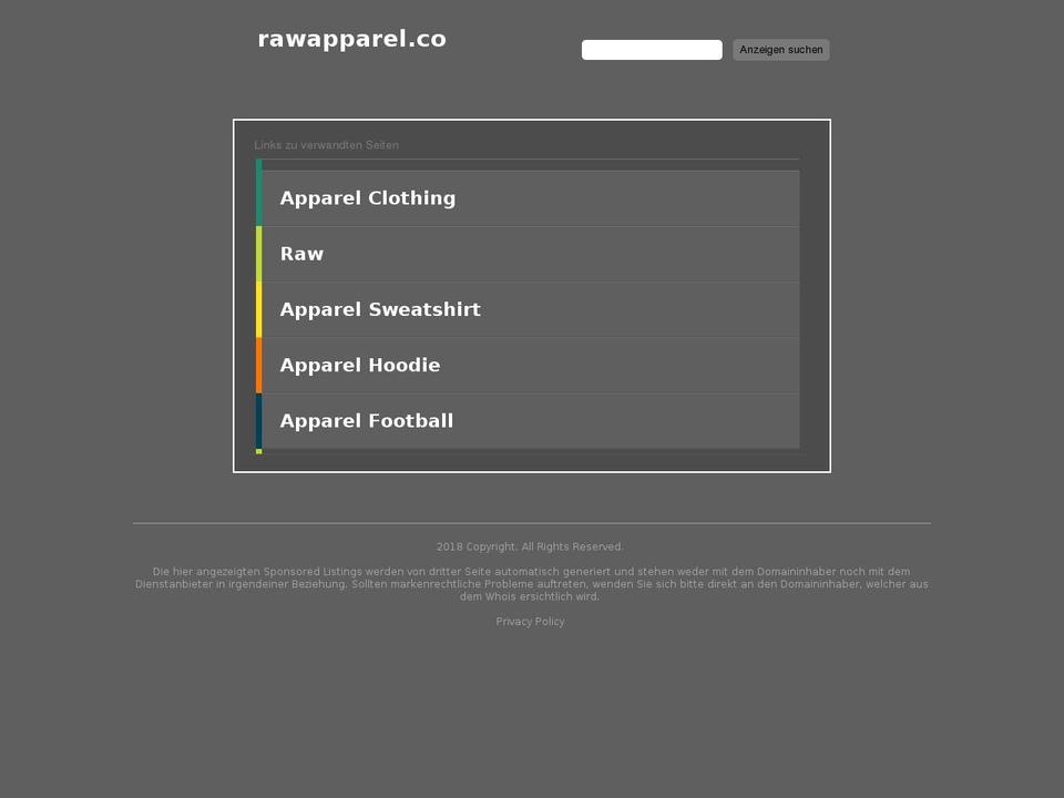 rawapparel.co shopify website screenshot