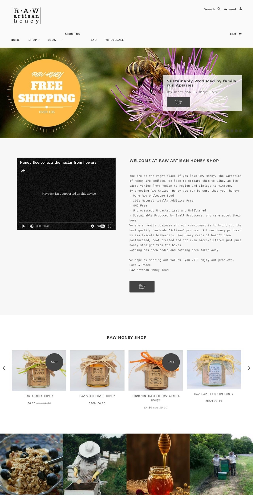 rawartisanhoney.com shopify website screenshot