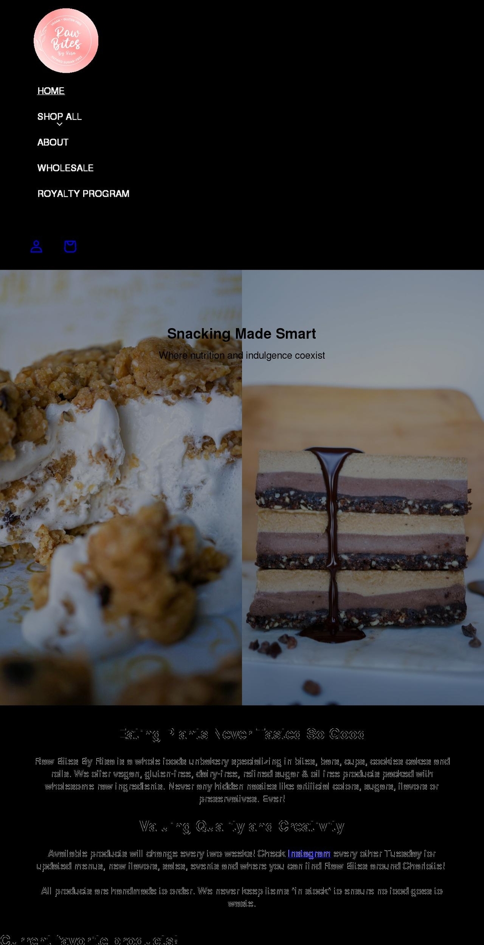 rawbitesbyrisa.com shopify website screenshot