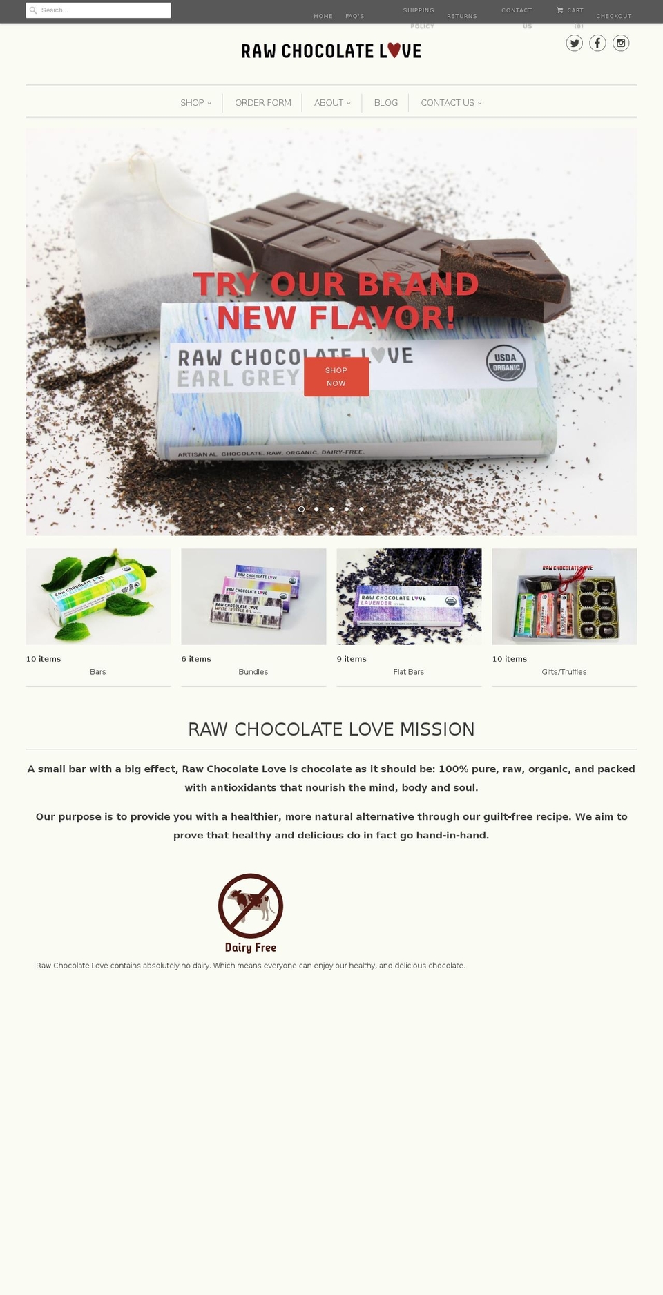 rawchocolatelove.net shopify website screenshot