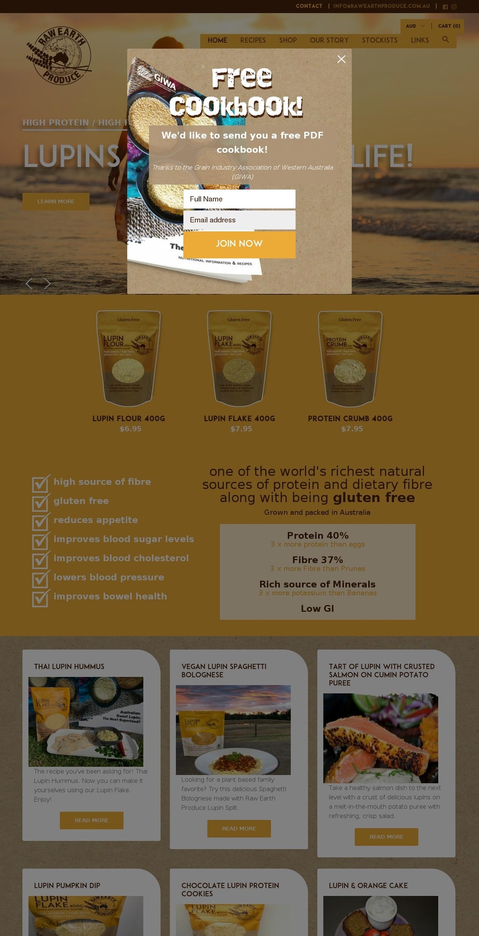 rawearthproduce.com.au shopify website screenshot